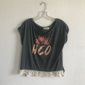 Hollister Clothing Gray Tee Lace Bottom Medium